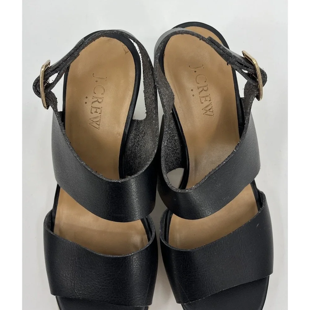 J. Crew Espadrille Wedge Platform Heel Sandals Size 8 Black